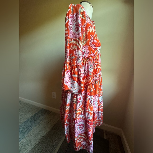 Vintage Ibiza Cotton Flared Button Up Shirt Dress With Mandarin Collar - Picture 2 of 5